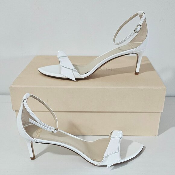 Alexandre Birman Clarita Double 60MM-White Leather Sandals Size Italian 36/US 6 - Picture 1 of 7